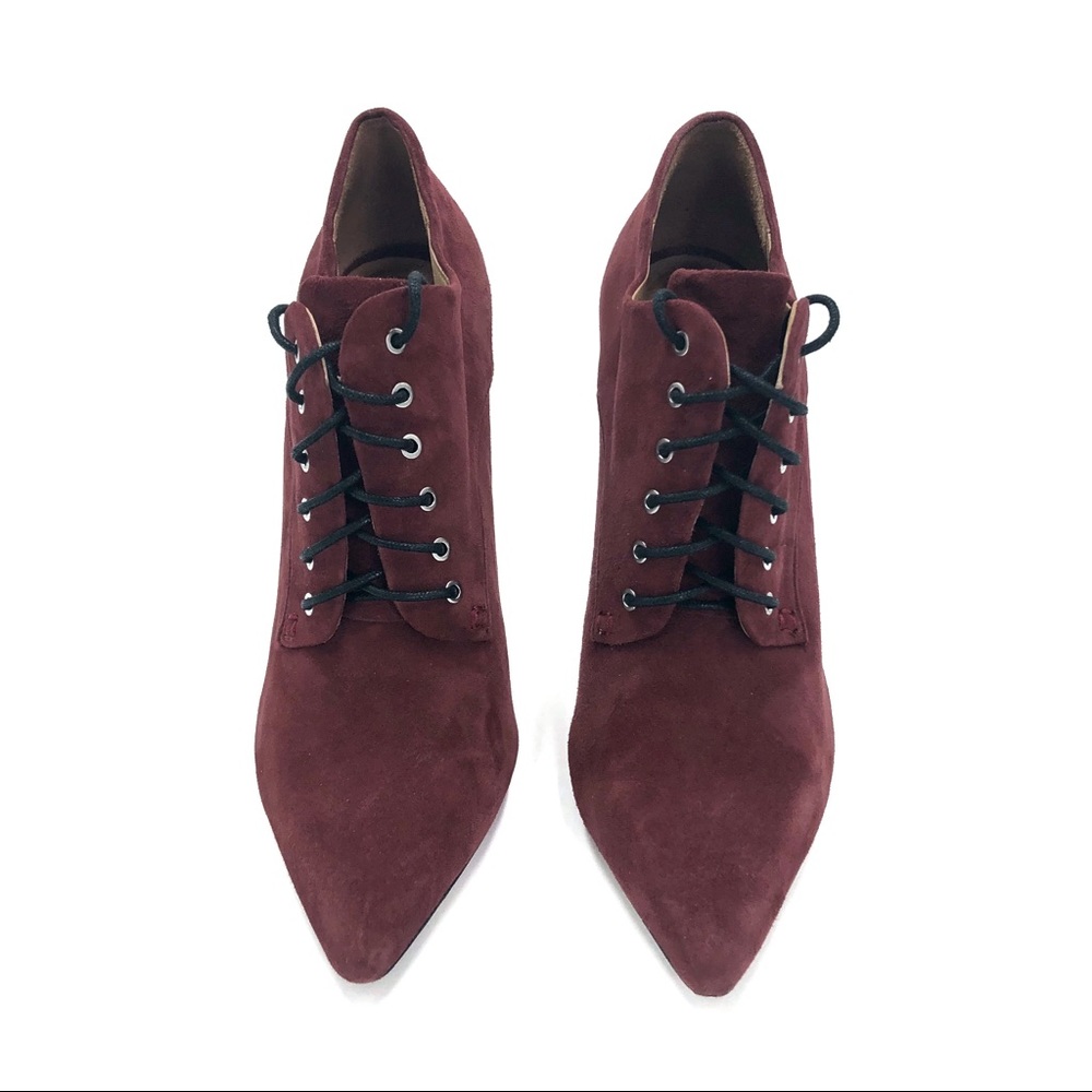 L.A.M.B. Isabella Wine Suede Lace-Up Bootie. Sz 9. - Picture 2 of 8